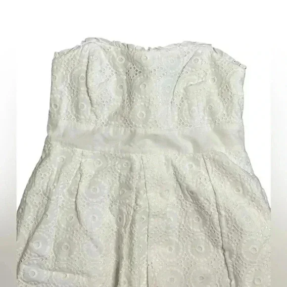 Lilly Pulitzer Womens White Eyelet Cotton Betsey Strapless Dress Sz 2 - Picture 2 of 8